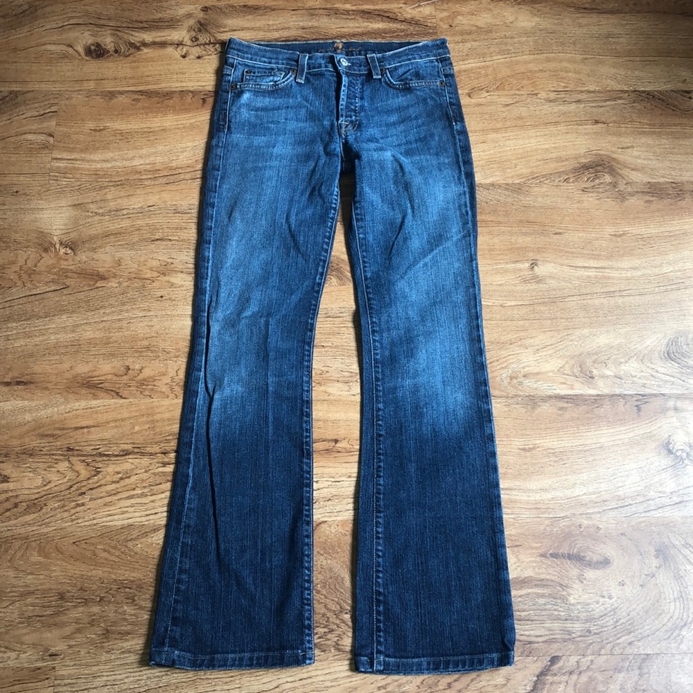 7 FAMK Boy-Cut Mid-Rise Bootcut Jeans Sz 28
